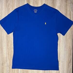 Ralph Lauren Polo Blue Yellow V Neck Vintage TShirt L